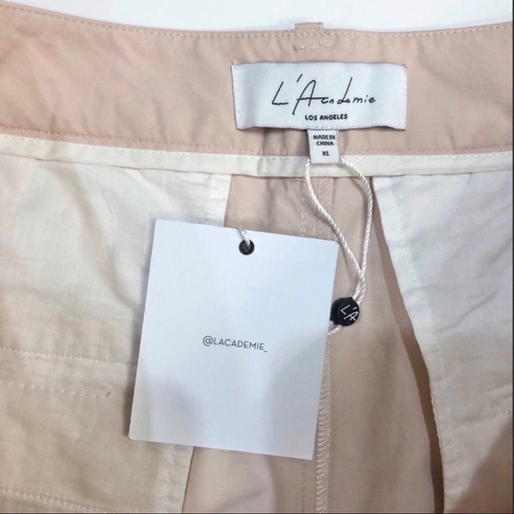 L’Academie The Delphine Pant Wide Leg Cropped Blush Pink High Waist Size XL - Picture 7 of 10